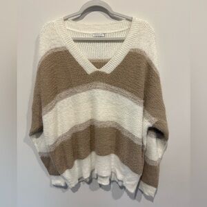 Women's V-Neck Striped Sweater. Staccato. Size Large